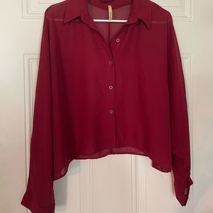 Cropped long sleeve dress shirt